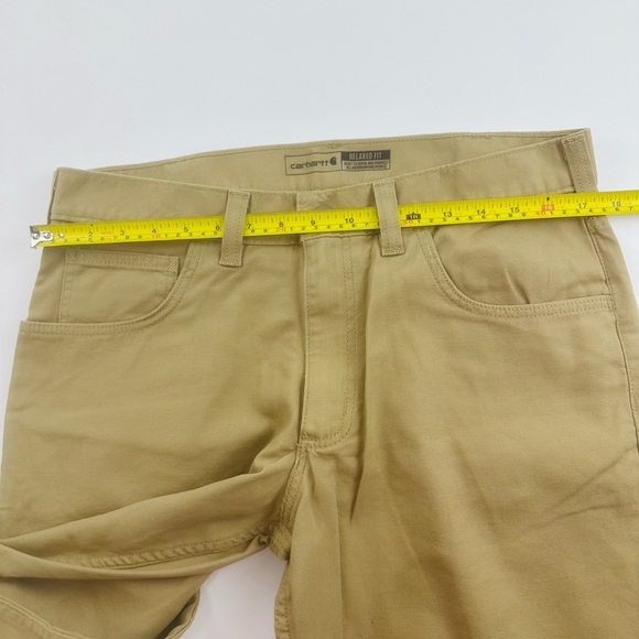 Carhartt Relaxed Fit Khaki Rugged Flex/Carvas 5-Pocket Work Pant (Size: 33x28) - Picture 7 of 13